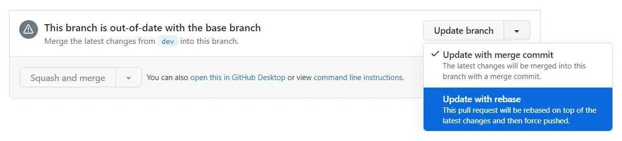 Update branch button